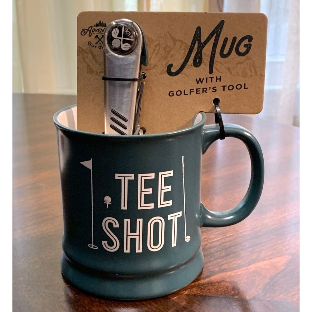 Golf Tee Shot Mug Golfers Tool Cleaner Scorecard Pen Ball Marker Pitch Repair